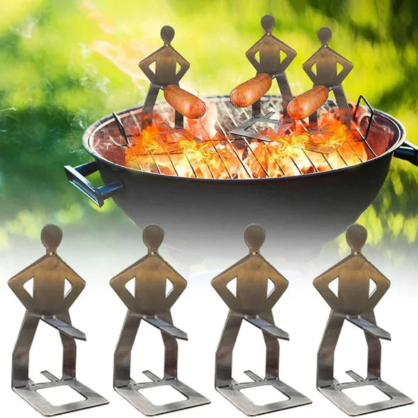 Grillino HotDogHero Lustiger Wurstgrill-Halter aus Edelstahl | Humanoides Design | Für BBQ, Camping & Picknick