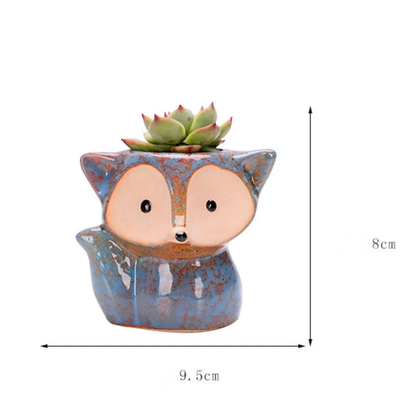FoxyBloom | Keramik-Fuchstöpfchen | Mini-Blumentopf für Sukkulenten & Bonsai | Dekorativer Cartoon-Pflanztopf