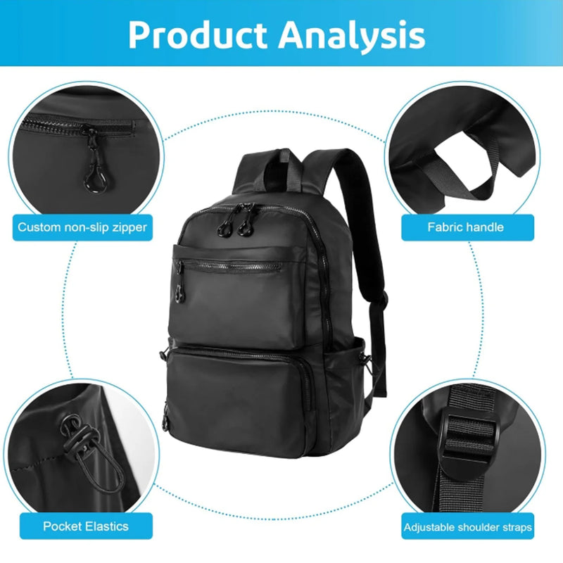Laptop-Rucksack Menqor UrbanShield 14" | Wasserfester PU-Rucksack für Herren | 28,5 × 43 × 13 cm | Leicht, robust & mit Laptopfach