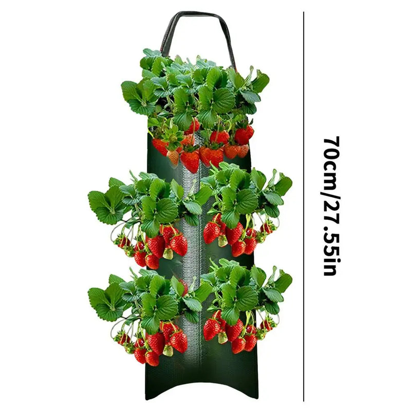 GrünHäng Pflanztasche mit 4/6/8/10 Öffnungen | Hängend & Atmungsaktiv | Für Erdbeeren, Tomaten & Kräuter | Robustes Canvas-Gewebe