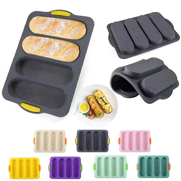 Formelino Silikon Baguette Backform | Antihaft & hitzebeständig | Mit Belüftungslöchern | Für 3 Baguettes | 33 × 23.8 cm