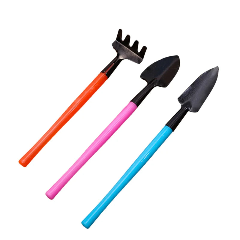 Florinita 3-teiliges Mini-Gartenwerkzeug-Set | Handspaten, Rechen & Schaufel | Für Zimmerpflanzen & Bonsai | 22 cm Länge