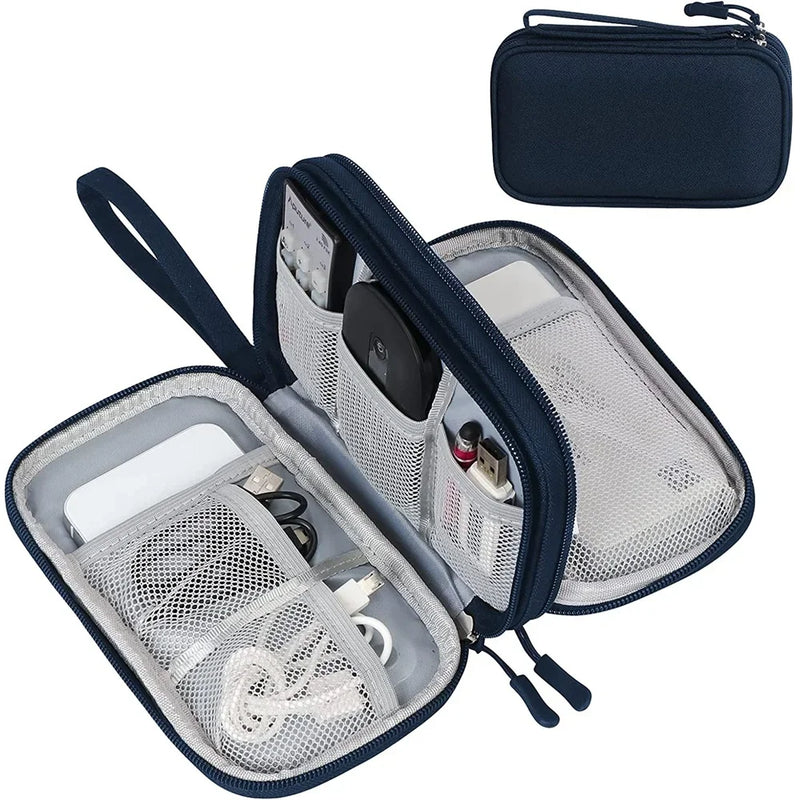 Techviva PackSafe Elektronik Organizer Tasche | 2-lagig & wasserdicht | Für Kabel, Ladegeräte, USB & Zubehör | Kompakt & tragbar