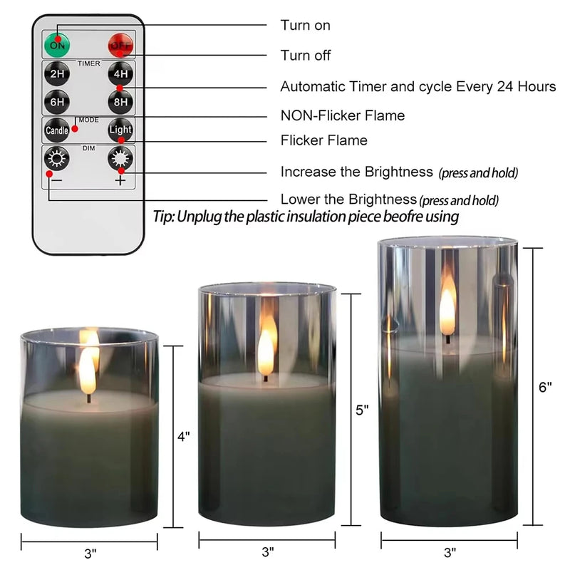 Lumièrea | LED Kerzen Set mit Glas | Flackernd & Fernbedienung | Timer | Hochzeit & Weihnachten