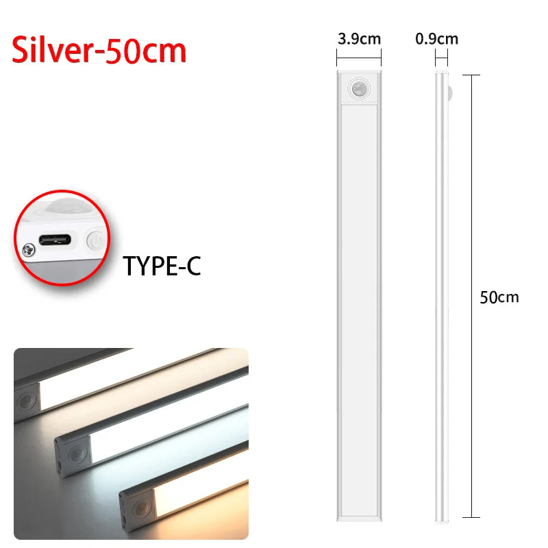 LED Schranklicht LumoSense | Bewegungsmelder & USB-C | 3 Lichtfarben | 20–60 cm