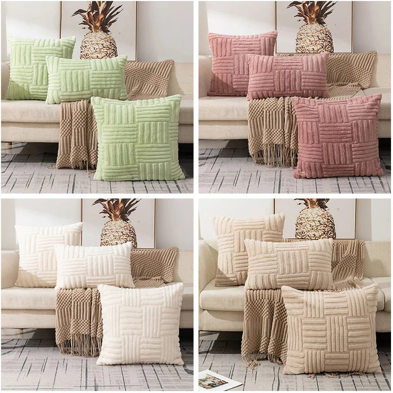 Veluvia Kissenhülle | Boho-Kunstfell in Cremeweiß | Weiche Luxus-Kissenhülle aus Plüsch | Dekorative Kissenbezüge für Sofa & Couch