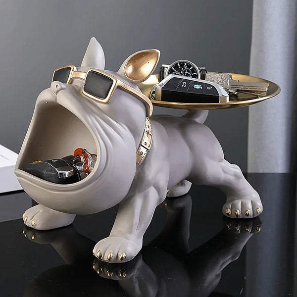 Bulldecor | Bulldog Figur mit Aufbewahrungsfach | 30 cm Deko-Skulptur | Resin Kunstobjekt | Tier-Statue für Wohnzimmer