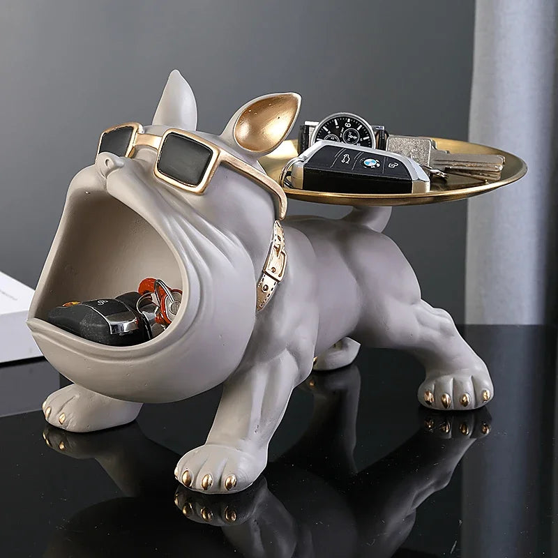 Bulldecor | Bulldog Figur mit Aufbewahrungsfach | 30 cm Deko-Skulptur | Resin Kunstobjekt | Tier-Statue für Wohnzimmer