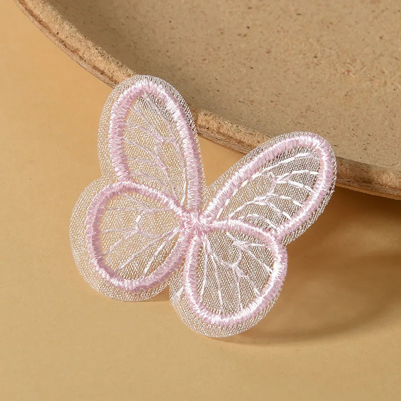 Bestickte Schmetterlings-Applikationen ColorWing | 20 Stück | 4,5 x 4 cm | Bunte Netzoptik | Zum Aufnähen
