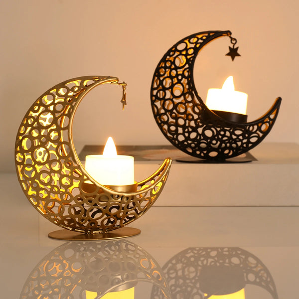 LumiNoor Ramadan Kerzenhalter | Mond-Design | Stimmungsvolle Deko | Metall