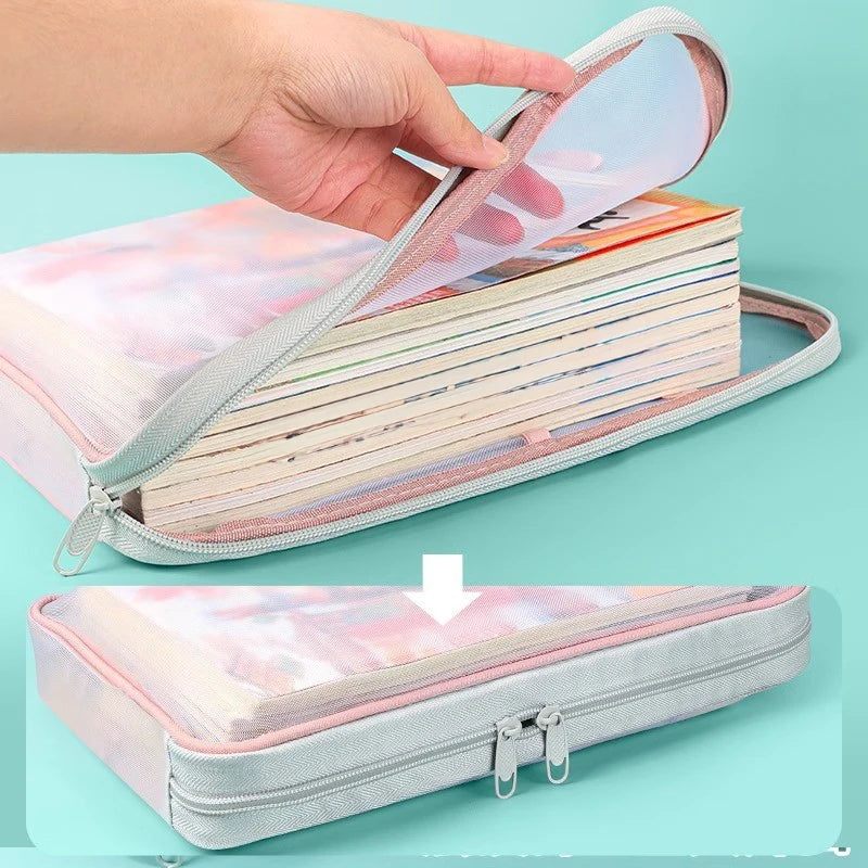 Doclura A4 Dokumententasche mit Reißverschluss | Doppellagig & transparent | Nylon-Netz Organizer 31×23,5×4 cm