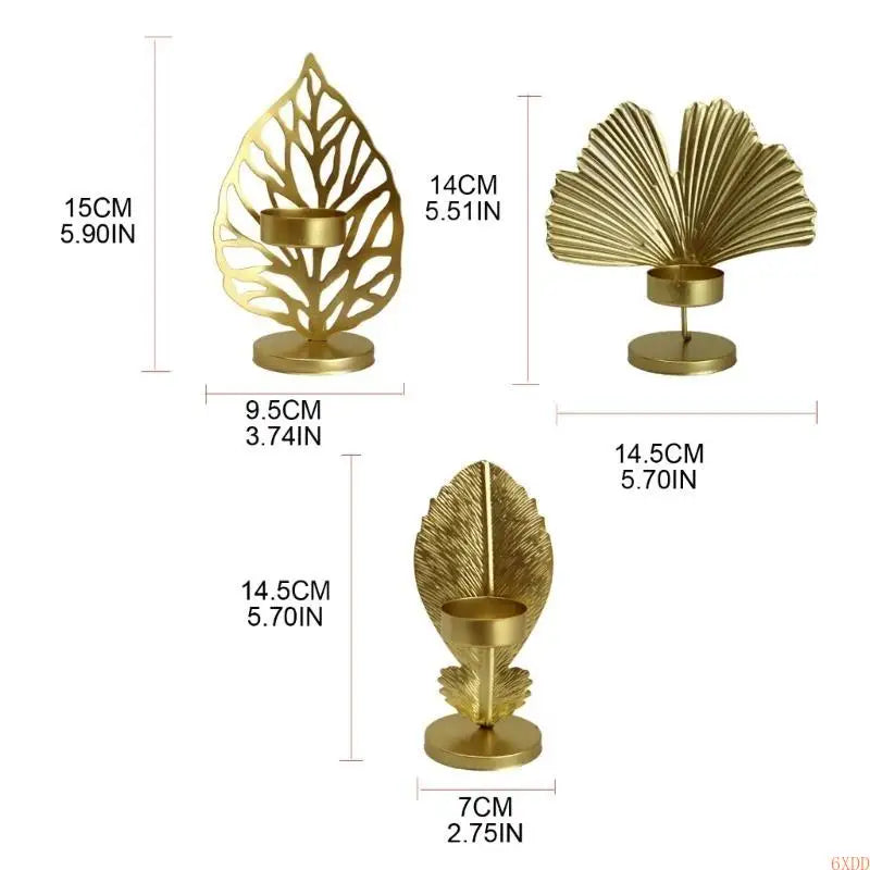 Leaféa Kerzenhalter | Blatt-Design | Metall Schwarz/Gold | 9,5×15 cm