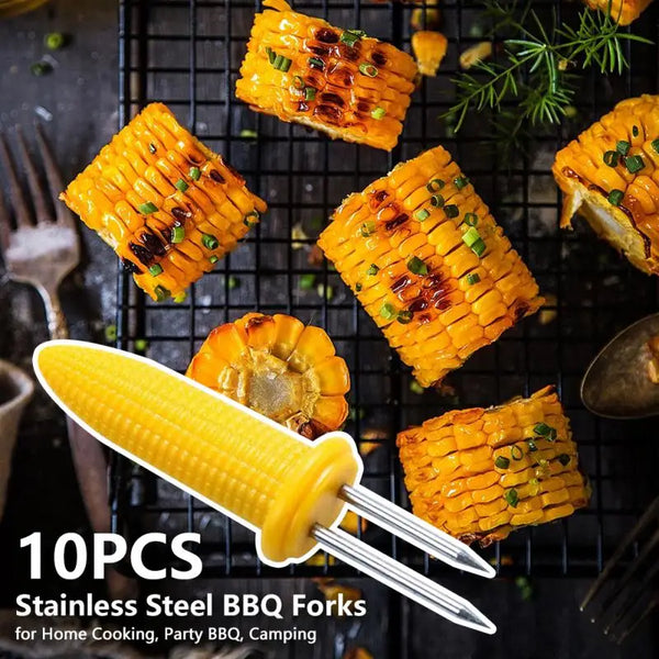 Grillino Edelstahl Maisgabeln Set | Hitzebeständig & Wiederverwendbar | Für Grill, Camping & Küche | 6 × 2 cm