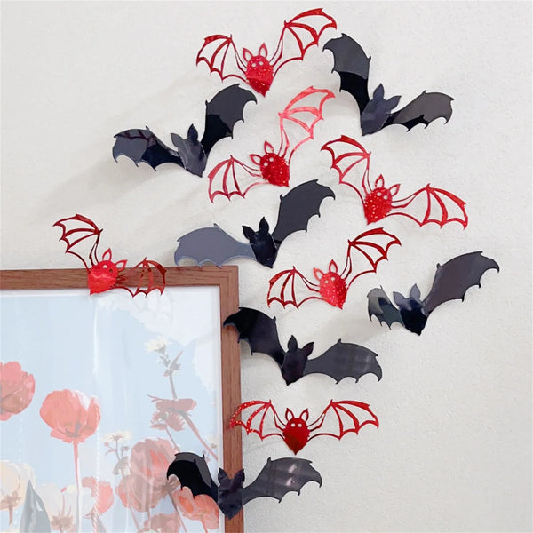 BatCave Halloween Wandsticker | 3D Fledermaus Deko | 12-teilig | Abnehmbar & Wiederverwendbar