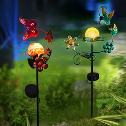 Floravina Sonnenblüte Solar Gartenstecker Blume mit LED | Glasblüte & Eisenstab | Automatisches Licht bei Dämmerung | Für Garten, Balkon & Terrasse