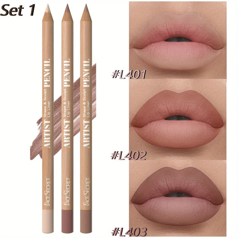 3er-Set Lippenkonturenstift & Lippenstift Velvéra Kiss | Matt & Wasserfest | Langanhaltend | Samt-Finish | Perfekt als Geschenk
