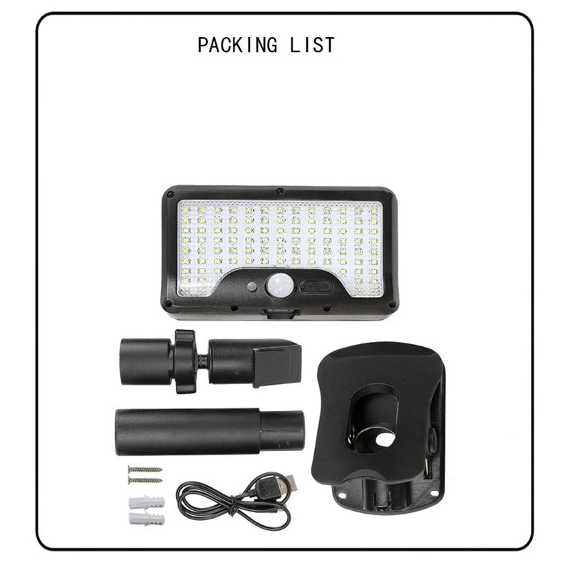 LYNOS Solar-Wandleuchte | 92 LEDs | Bewegungsmelder & 3 Modi | IP65 Wasserdicht