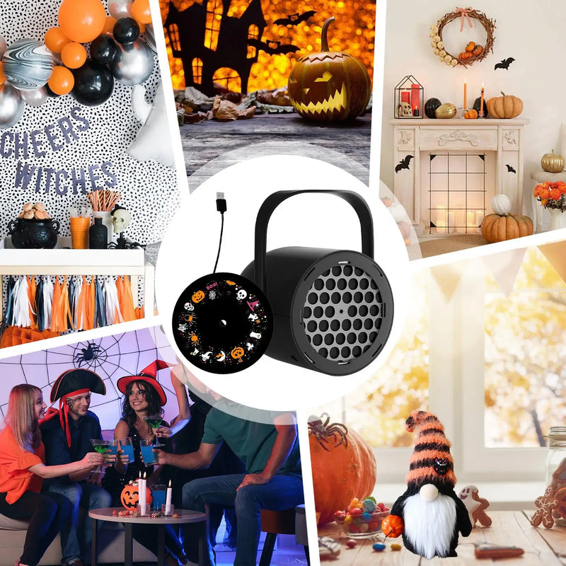 SpookLight Projektor | 16 Halloween-Motive | Wetterfest & LED | USB Plug & Play