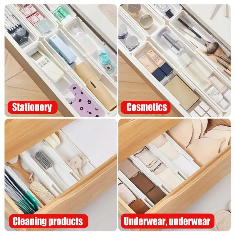 FlexiSort Besteckkasten | Ausziehbarer Besteck-Organizer | Flexibel & Platzsparend | Weiß