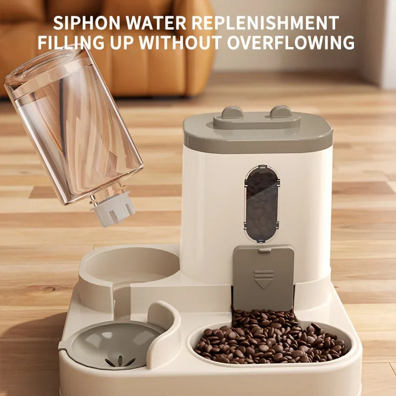 Katzen-Futterautomat Pawlio DuoFeeder | 2-in-1 Futternapf & Wasserspender | Vollautomatisch ohne Strom | Für Katzen & kleine Hunde