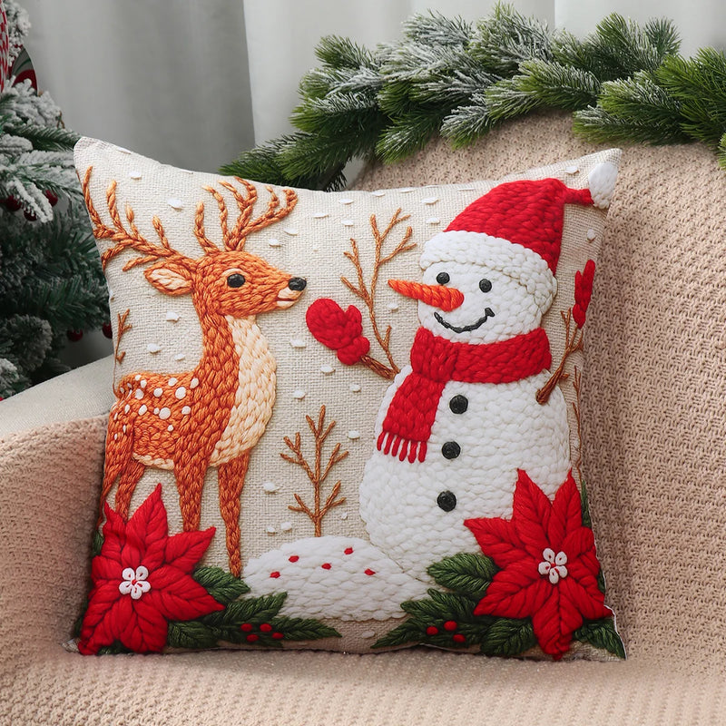 Weihnachts-Kissenbezüge Set (4 Stück) | Festliche Deko für Zuhause | Weiche Baumwolle | 45x45 cm