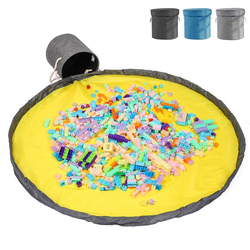 PlayZip Spielzeug-Aufbewahrungstasche | Mit Reißverschluss & Traggriff | 32×32×28 cm | Inkl. 150 cm Spielmatte | Kinderzimmer-Organizer