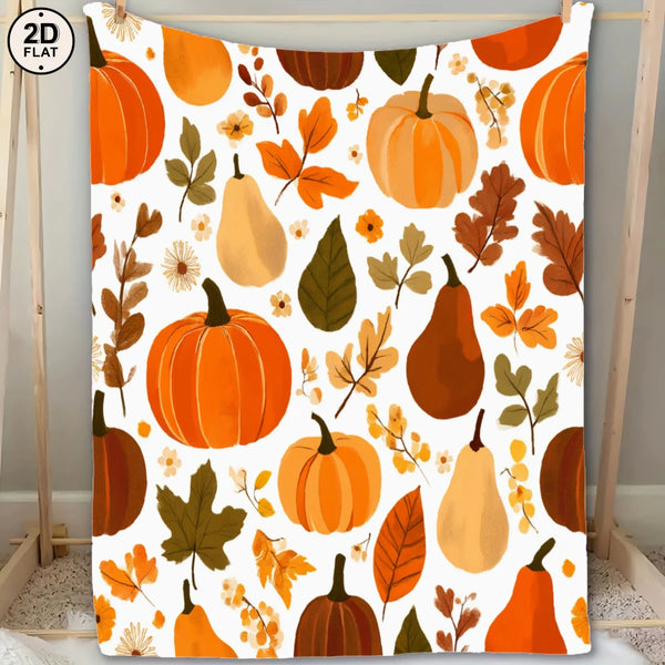 Flanell-Decke HarvestHug | Kürbis- & Blätter-Design | Kuschelig & Warm | Personalisierbar & Geschenkidee