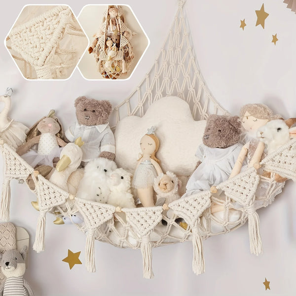 CuddlyNest Kuscheltier-Hängematte | Netz zur Aufbewahrung von Stofftieren & Puppen | Platzsparender Organizer & Kinderzimmer-Deko