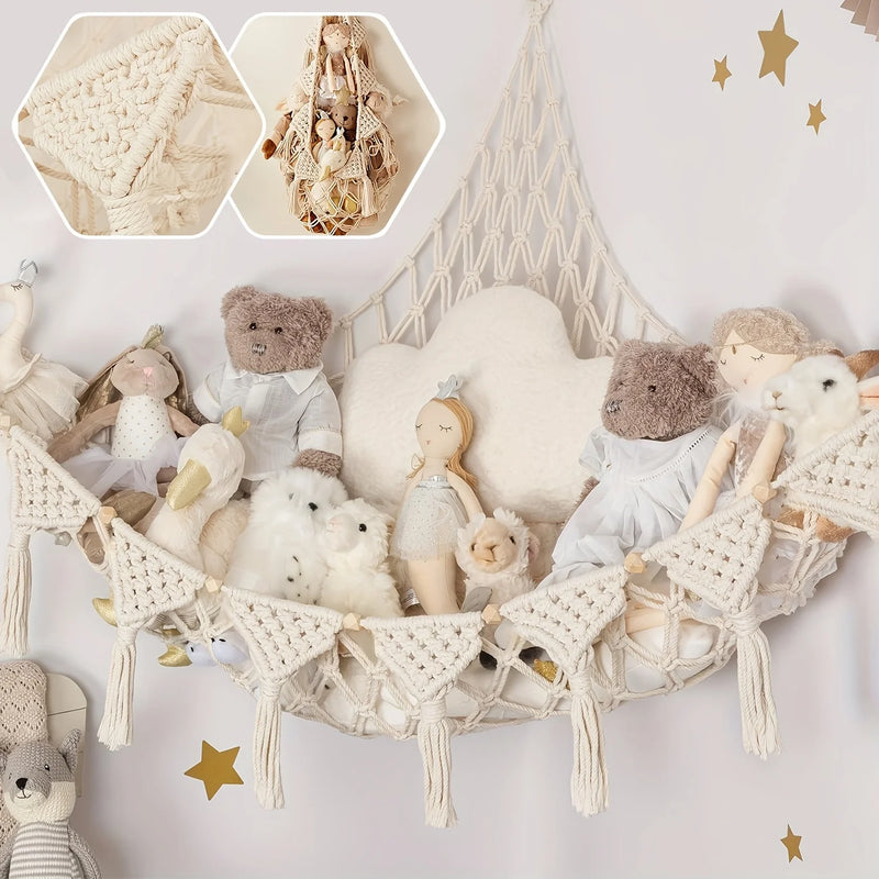 CuddlyNest Kuscheltier-Hängematte | Netz zur Aufbewahrung von Stofftieren & Puppen | Platzsparender Organizer & Kinderzimmer-Deko