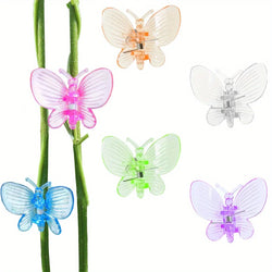 FloraFix 30 Stück Orchideen- & Pflanzenclips | Bunte Schmetterlings-Clips | Für Rankhilfen & Pflanzenstütze | Kunststoff
