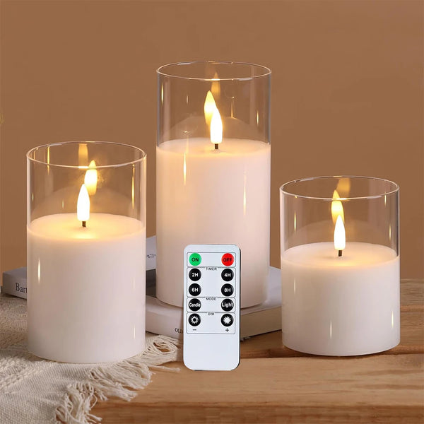 Flamara LED Kerzen Set | 3 Stück | Echtwachseffekt & Flackerlicht | Mit Fernbedienung