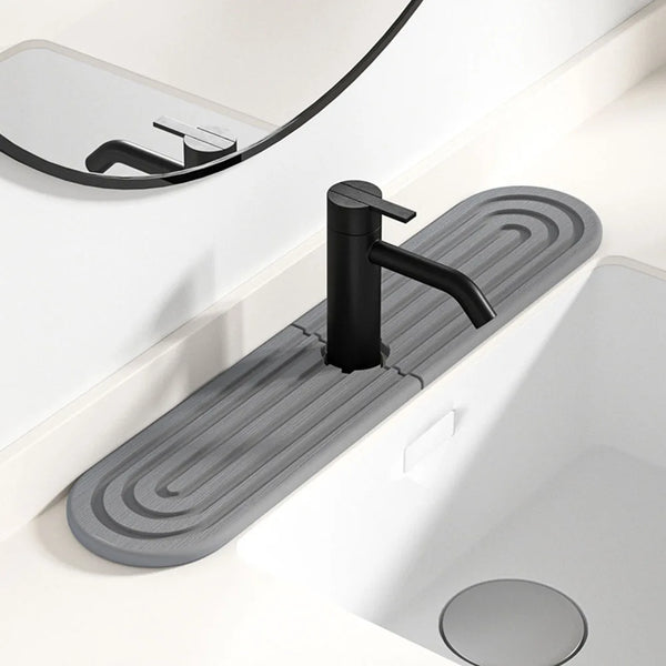Dryomi SinkGuard Wasserabsorbierende Waschbeckenmatte 60 x 10 cm | Diatomit-Material | Spritzschutz & Ablage für Küche & Bad