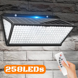 LumaVolt UltraShine 258 Solar-Wandleuchte 258 LEDs | 270° Abstrahlwinkel | Bewegungsmelder mit 3 Modi | IP65 Wasserdicht | Für Garten, Garage & Zaun