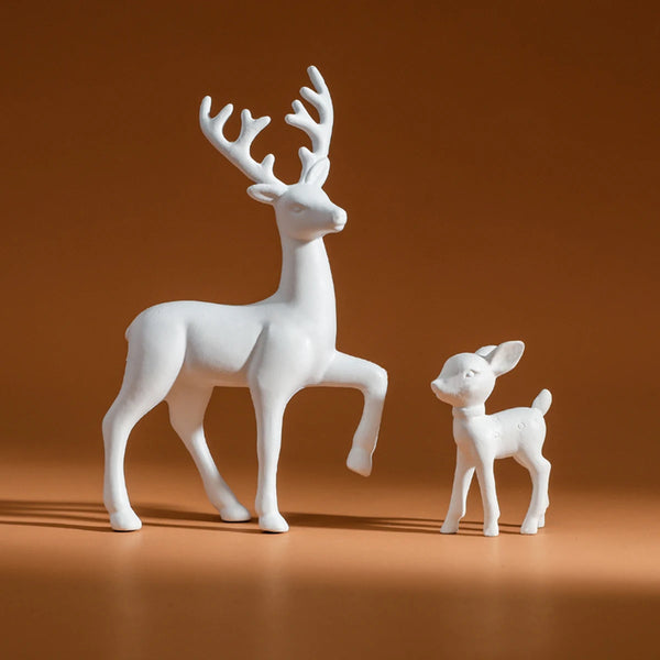 Dekofigur DeerHug | 2er-Set Hirsch & Rehkitz | Niedliche Skulpturen für Kinderzimmer & Weihnachten | Wohnaccessoire