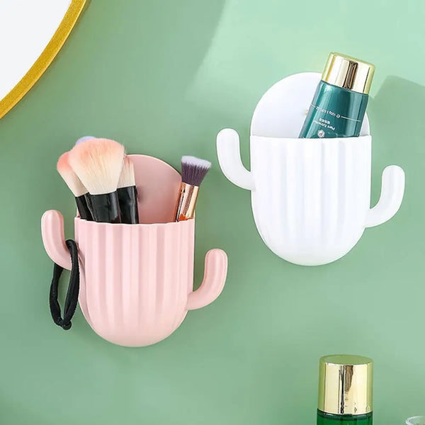 Selbstklebender Wandhalter CactoHold | Zahnbürsten- & Bad-Organizer | Ohne Bohren | 14,5 × 14,5 cm