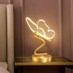 LED Tischlampe Lunavia | 3 Lichtfarben | Schmetterlings-Design | Acryl & Gold | 6 W