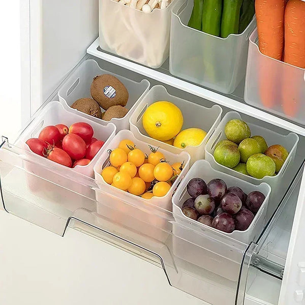 Frisquella Kühlschrank Aufbewahrungsbox 11,8×9,8×12 cm | Transparent & stapelbar | Für Obst, Gewürze & Frischeorganisation