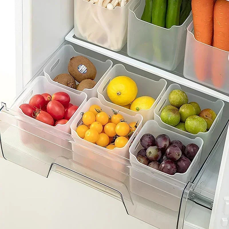 Frisquella Kühlschrank Aufbewahrungsbox 11,8×9,8×12 cm | Transparent & stapelbar | Für Obst, Gewürze & Frischeorganisation