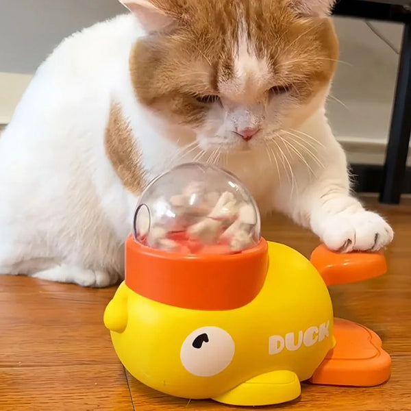 Snackadoo Interaktives Leckerli-Spielzeug Ente | Intelligenter Futterspender für Hunde & Katzen | Trainingsspiel & Slow Feeder