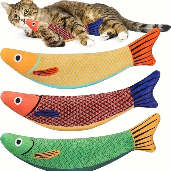Katzenkissen FeliFisch | Interaktives Katzenspielzeug | Mit Katzenminze | Weicher Plüsch
