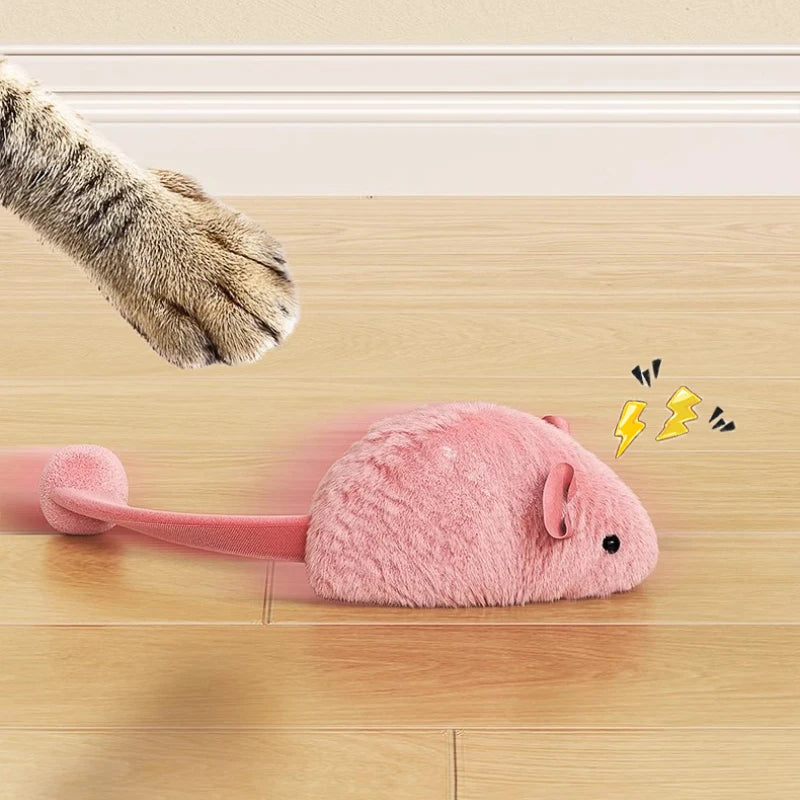 FelioFun Interaktive Plüschmaus | Mit Tiergeräuschen & Leuchtfunktion | 15 cm | Katzenspielzeug