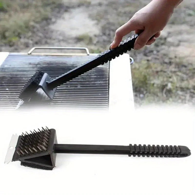 GrillMeister BBQ Grillbürste 3-in-1 | Kupferdraht & Schaber | Für Grill & Backofen | Extra Langer Griff
