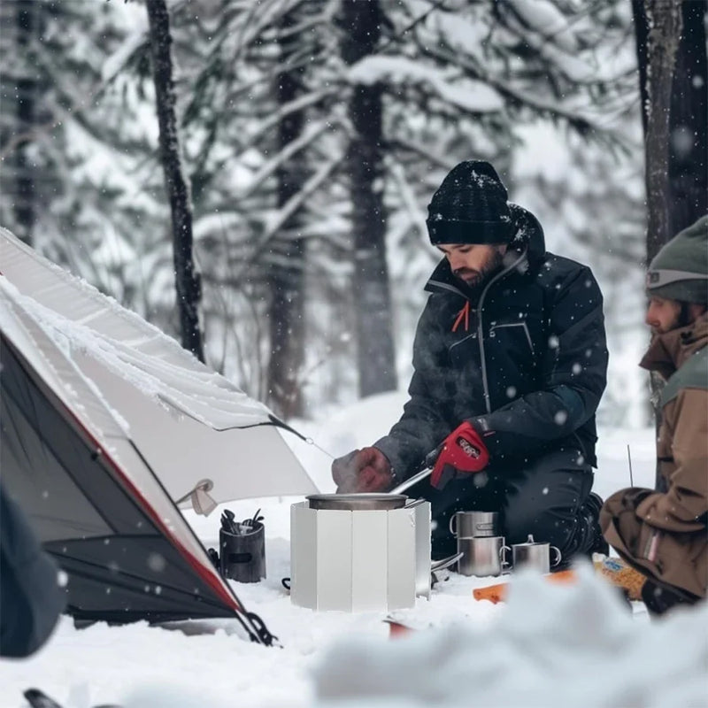 WindShieldX Camping Windschutz | Faltbar & Ultraleicht | Edelstahl | Für Gaskocher & Outdoor-Kocher