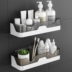 Novira Wandregal Bad & Küche | Starker Saugnapf | Wasserdicht & Werkzeugfrei | Grau,Braun
