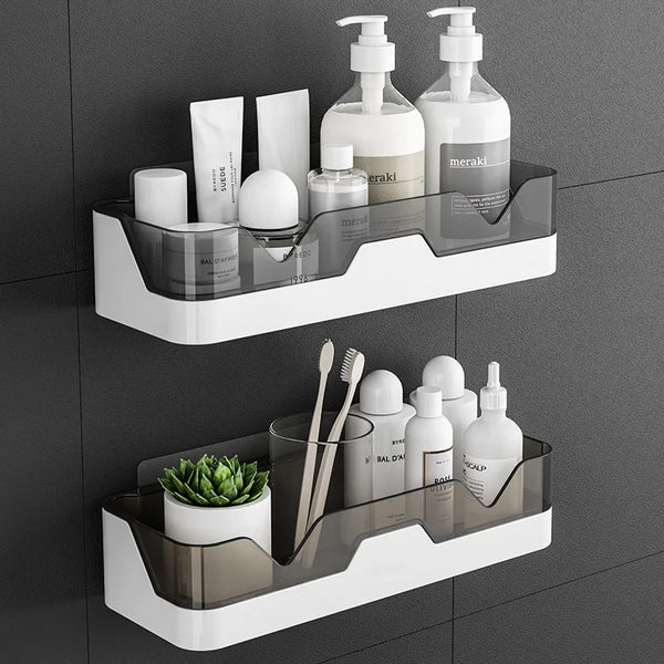Novira Wandregal Bad & Küche | Starker Saugnapf | Wasserdicht & Werkzeugfrei | Grau,Braun