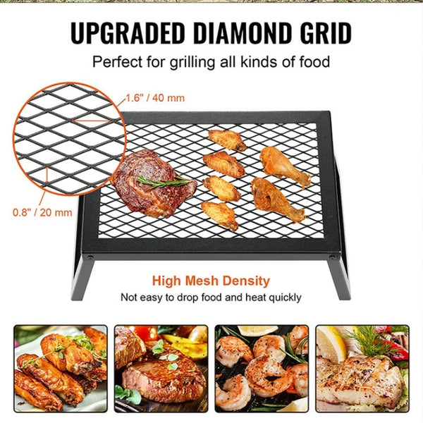 DAZZLEEX Faltbarer Titan Grillrost | Edelstahlbeine, Vergrößerte Fläche Für Camping, Picknick, Garten