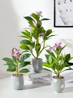 TropiLeaf Azalea Künstlicher Azaleen- & Gummibaumzweig | 21–40 cm | Tropische Blätter & Blüten | Deko für Haus, Büro & Garten