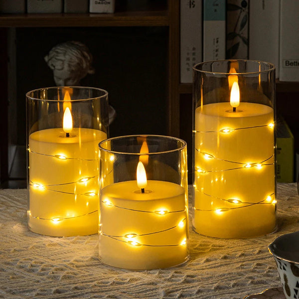 LumiFlame LED Kerze | Kupferdraht-Lichter | Echtwachseffekt | 10 / 12,5 / 15 cm | Batteriebetrieben