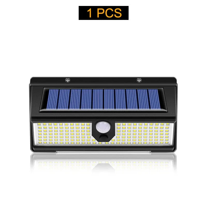Solvionix Solar Wandleuchte mit Bewegungsmelder | 190 LEDs | 4 Leuchtmodi | IP65 Wasserdicht | Für Garten, Zaun & Eingang