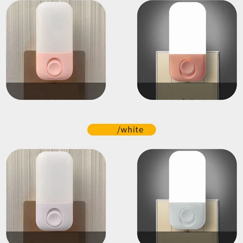 Mini LED Nachtlicht | Manuell Schaltbar | Energiesparend & Kompakt | Rosa/Weiß